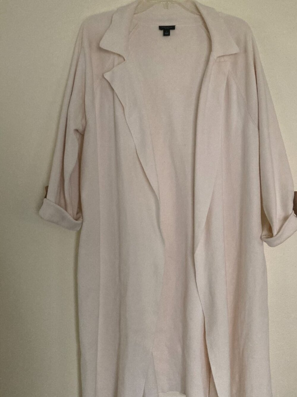 Ann Taylor Size Large Long Open Front Cream Colored Cardigan - Picture 2 of 6
